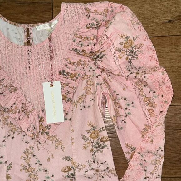 NWT LoveShackFancy Womens Puff Sleeve Cedella Mini Dress Honey Dew Pink Sz 4 - Picture 8 of 15